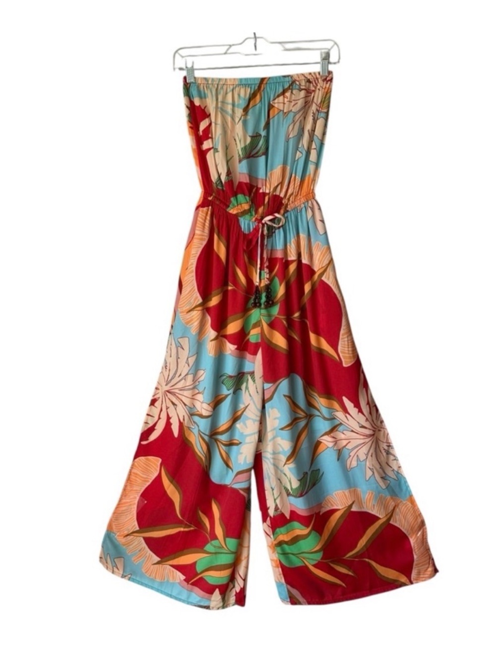 True Destinations Womens Swim Jumpsuit Sz S Tropical Strapless Beach Coverup